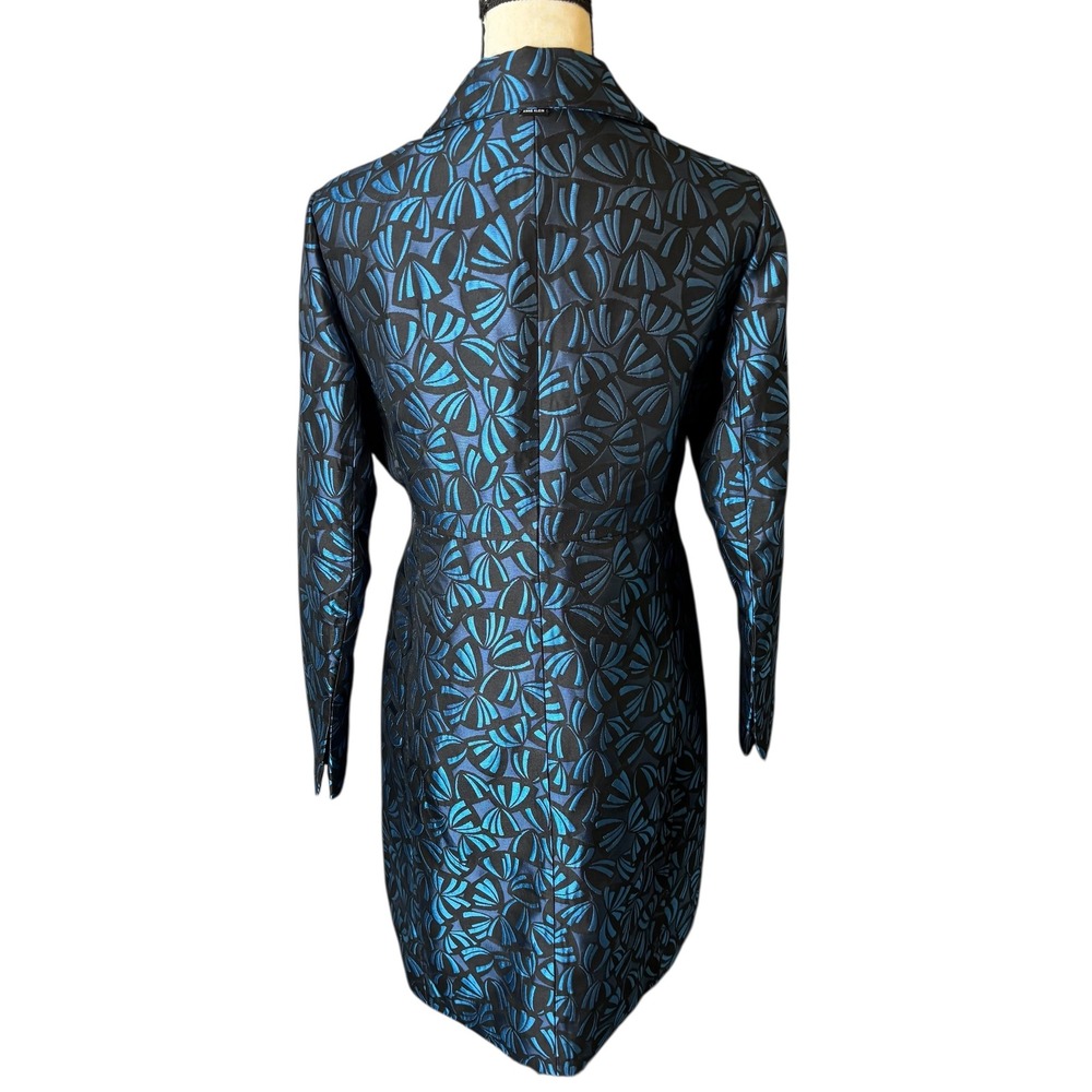 Anne Klein Womens Coat Size 6 Blue Black Floral Print Button Front Spruce NEW - Picture 5 of 11